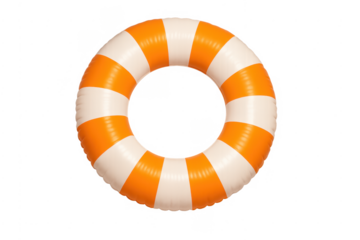 Orange and white inflatable ring on transparent background