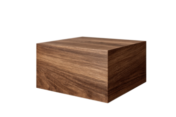 Solid dark wood cube with visible grain texture on black background brown, Png, Isolated on Transparent Background, Cut Out