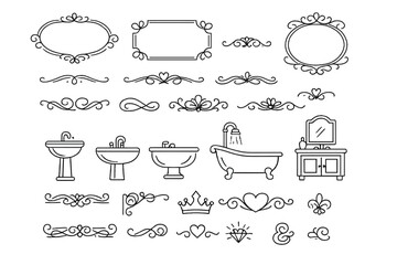 Bathroom icons and decorative ornaments