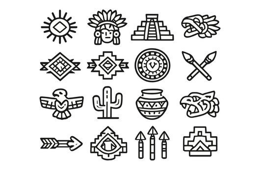 Collection of Mesoamerican cultural icons