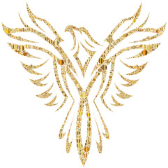 Phoenix Line Art Circles Gold 