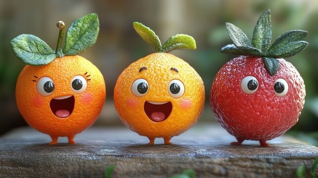 Funny 3D fruit character.