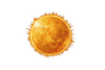 Bright yellow sun with fiery corona and dark background star solar, Png, Isolated on Transparent Background, Cut Out