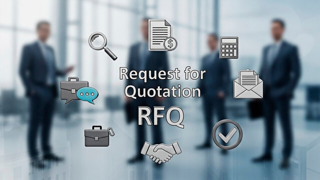 Business professionals review RFQ for the concept of business.