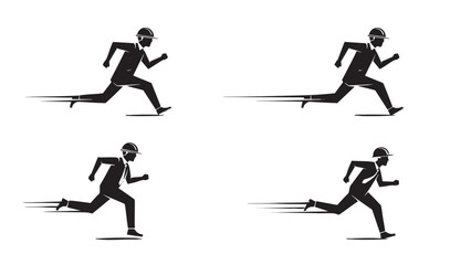 Fototapeta premium Runing Businessman Icons Collection of Silhouettes on Transparent Background