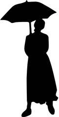 Silhoutte of a  woman carrying an umbrella