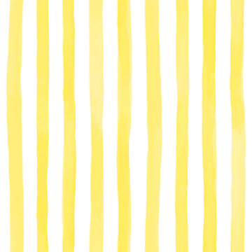 Beautiful seamless pattern with Orange yellow watercolor stripes. hand painted brush strokes, striped background. Vector illustration.