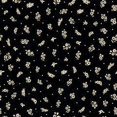 Leaves branch and Hand Drawn doodle Scribble floral plants banner. seamless pattern. Creative minimalist Abstract art background. Design wall decoration, postcard, poster or brochure