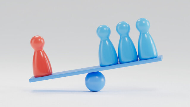 Single Red vs. Three Blue: Seesaw Balance