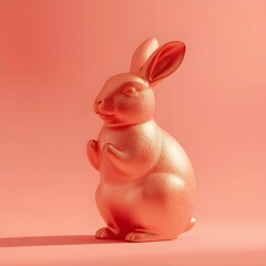 Golden Pink Rabbit Chinese Zodiac for Chinese New Year. 