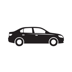 Fototapeta premium Silhouette of a modern sedan car on transparent background