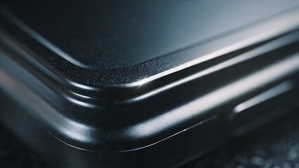 Detailed close-up view of a sleek metallic corner showcasing reflective surface and curved edge