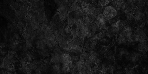 Fototapeta premium Abstract black wall texture for pattern wide panorama picture, old black grunge dark wallpaper copy space for design, elegant vintage distressed grunge texture.