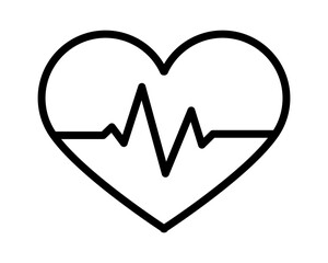 An elegant heart shape with an integrated heartbeat line, symbolizing health and wellness.