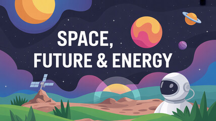 Fototapeta premium Astronaut exploring planetary landscape with renewable energy technology