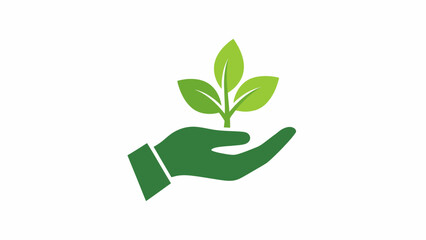 Green leaf sprout growing in human hand symbolizing nature care and sustainability on isolated white background.