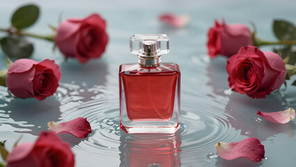 A Bottle of Perfume among Petals