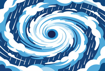 Stylized swirling storm with rain clouds and a dark center eye
