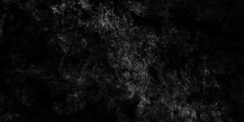 Naklejka premium Dark black grunge background with textured stains and vignette wall effect, cement wall background in vintage style, black or dark gray rough grainy stone texture background, old gray wall background.