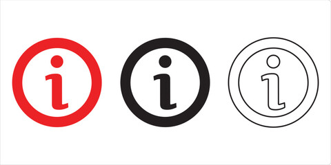 Information Icon Trio: A set of information icons, including a red, black, and outline version, offering clear and concise communication.