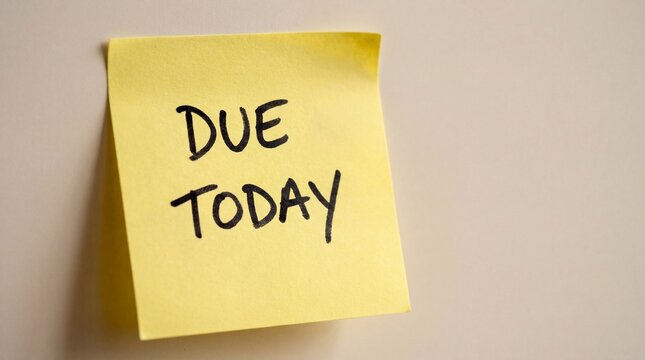 Due today reminder note urgent deadline notification emphasizing immediate attention required timely action completion avoiding procrastination ensuring prompt obligation fulfillment responsibility