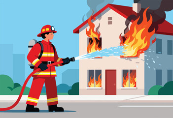 Firefighter extinguishes blaze at burning house