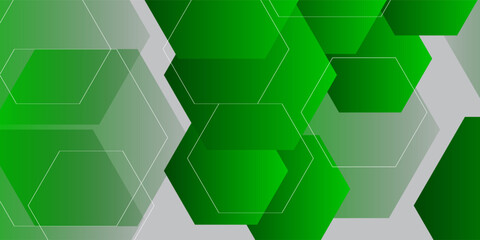 Modern abstract green hexagonal background. Dynamic shapes composition. Vector illustration