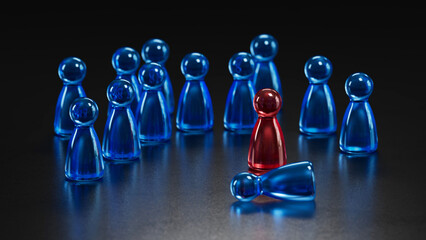 Red Among Blue Crowd: One Blue Game Piece Down