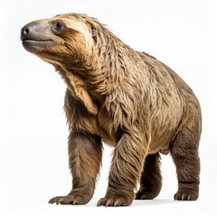 Fototapeta premium Isolated image showcasing a brown two-toed sloth standing against a white background