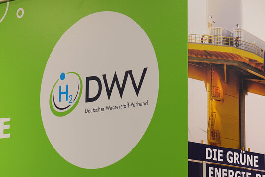 Hannover, Lower Saxony, Germany - April 3, 2025: German Hydrogen Association in Hannover - Deutscher Wasserstoff-Verband is the umbrella organization for the hydrogen industry in Germany
