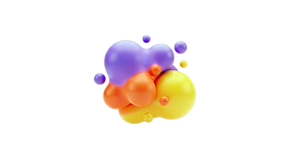 Abstract Colorful Shapes Floating on White Background