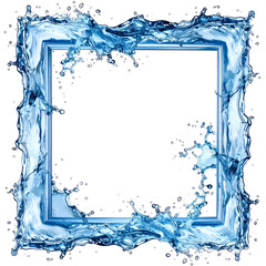 A square frame created by splashes of water, translucent against a black background