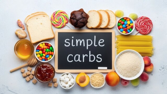Simple Carbs Sweet Temptation on White Background.