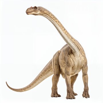 Isolated sauropod dinosaur on a clean white background showcases ancient creature
