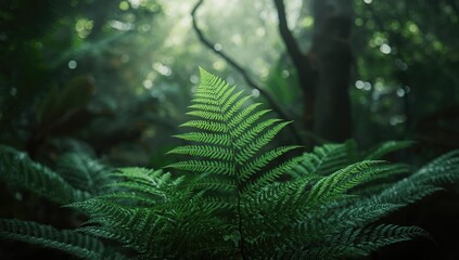 Common fern species found in Serra da Bocaina, Sao Paulo, Brazil, growing in shaded forest areas, Conservation Day