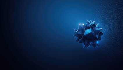 Abstract 3D polygonal shapes on a dark blue digital backdrop, serving as a modern UI or editorial header background
