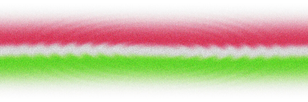 Red and green wave gradients converging across a white center band, with layered oscillations and soft horizontal flow