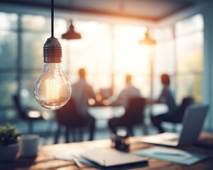 Innovations Technology Transforming Business Collaboration in Modern Office Environment with Creative Lighting