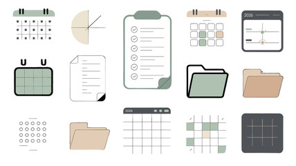 A collection of various organized icons displayed neatly.