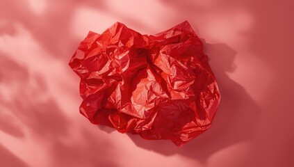 Red tissue paper with crumpled texture employed as a background for design presentations, suitable for creative displays, World Creativity and Innovation Day