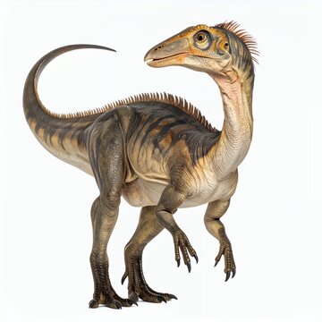 Detailed depiction of a coelophysis dinosaur against a clean white backdrop