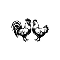 Fototapeta premium Pair of Roosters Facing Each Other.