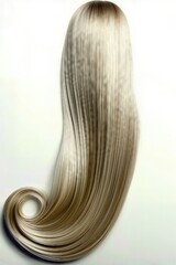 Fototapeta premium Long straight blonde hair isolated on a white background.
