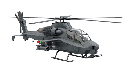 Military Helicopter Isolated on White Background