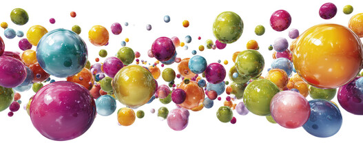 Vibrant, colorful spheres in a dynamic, 3D display