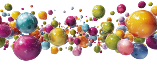 Vibrant, colorful spheres in a dynamic, 3D display
