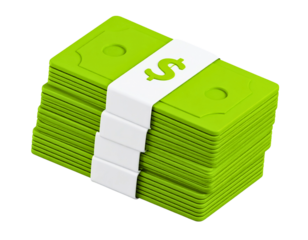 3D money bundles icon. Stack of currency banknotes. Business and finance concept. Banknotes stack icon. 3d illustration