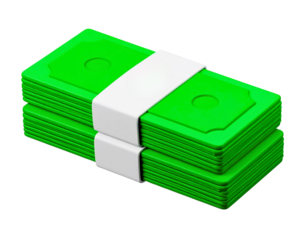 3D money bundles icon. Stack of currency banknotes. Business and finance concept. Banknotes stack icon. 3d illustration
