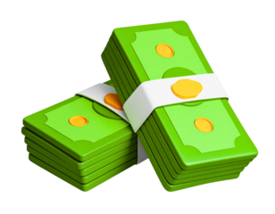 3D money bundles icon. Stack of currency banknotes. Business and finance concept. Banknotes stack icon. 3d illustration