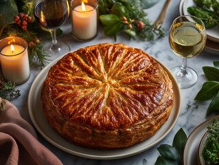 Galette des rois baking for epiphany celebration dinner